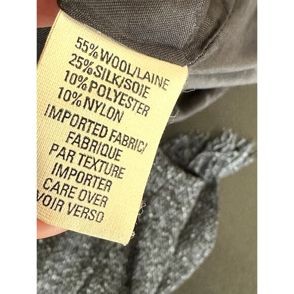 Anne Klein Blue Tweed Skirt Women’s 8P Wool Silk Fringe Buckle Petite - Picture 6 of 9